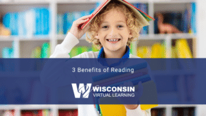 boy with book on his head - benefits of reading